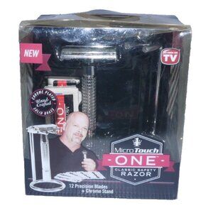 MICRO TOUCH One Classic Safety Razor chrome plated brass NEW 2013 PACKGE DAMAGED